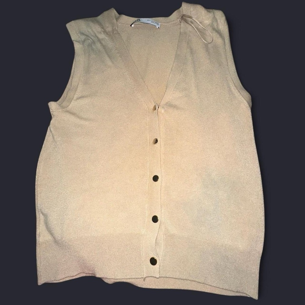 Women's Cream Sleeveless Sweater Vest